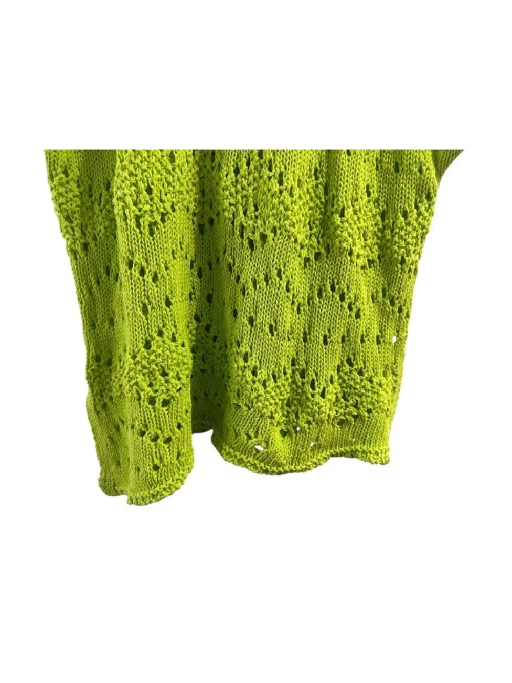 Zara Crochet Open Knit Tunic Top Womens M-L Green Asymmetrical Cover-Up Beach